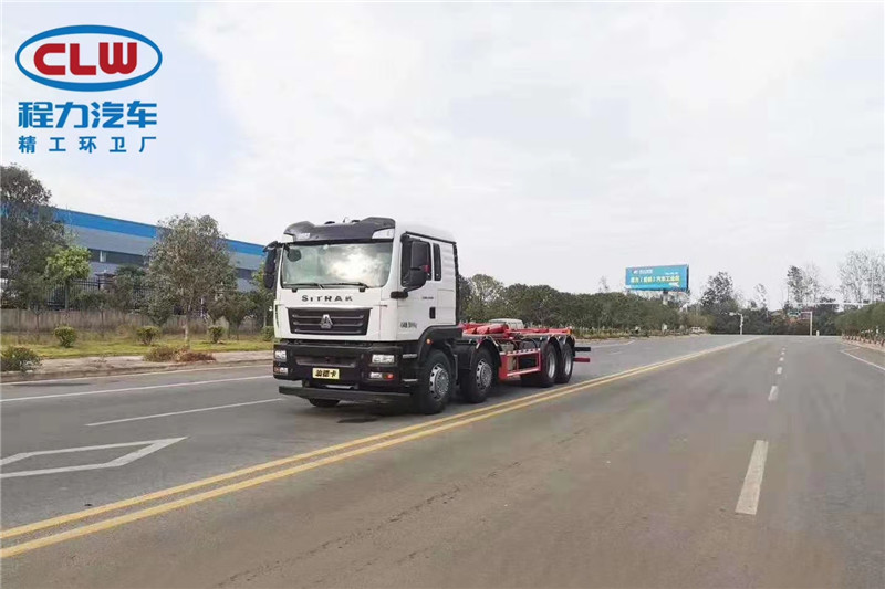 國六重汽前四后八30噸勾臂垃圾車(chē)